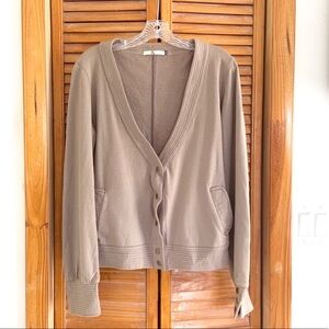Mike & Chris Taupe Deep V Grommet Cardigan Sweater